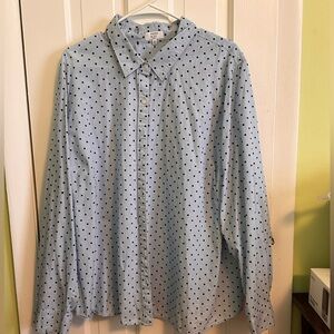 Crown & Ivy Light Blue Shirt with Black Dots